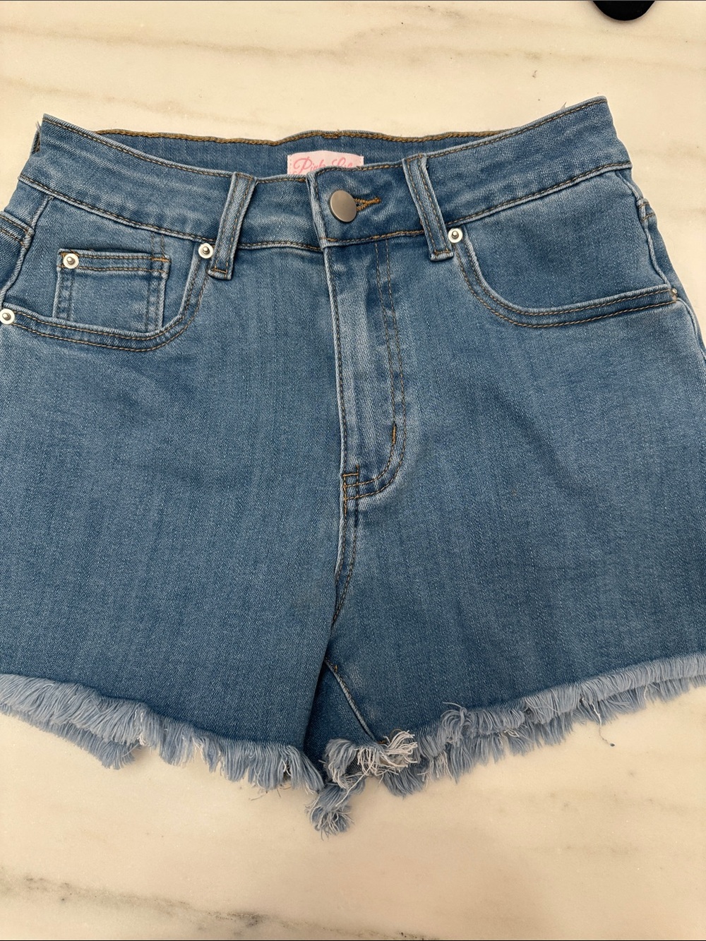 Pink Lily size 25 Frayed Hem Light Blue Denim Shorts.  Like new